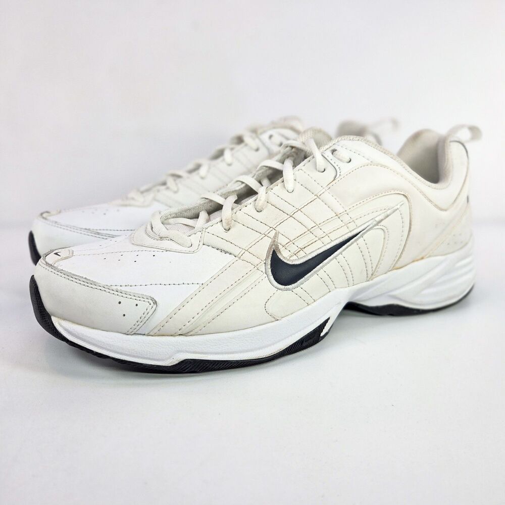 Nike T-Lite VIII White Black Leather Trainers 386766-141 Men’s 12